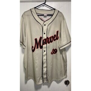 MARVEL Men's MARVEL Characters #39 Button Down Baseball Jersey Size 3XL Gray